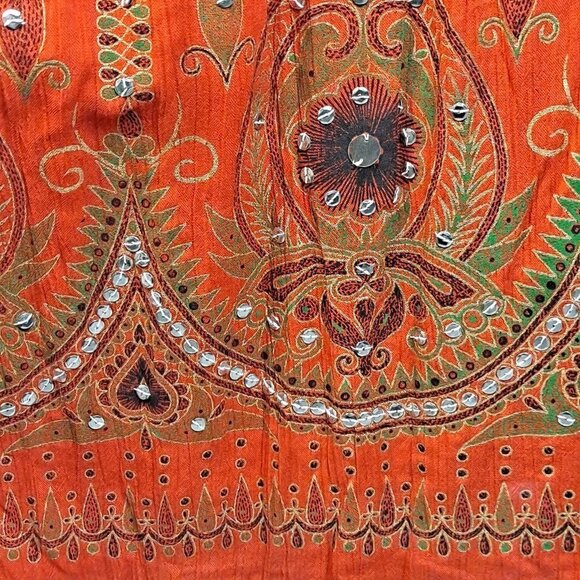 Burnt Orange One Size Printed Maxi Skirt with Sequin Embellishment Details NWOT - Picture 3 of 10